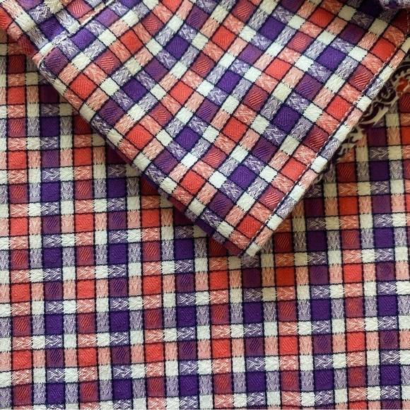 ROBERT GRAHAM Purple Pink Checkered Cotton Mens XL Long Sleeve Shirt w/Contrast - Picture 3 of 11